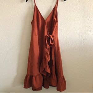 Rust wrap dress